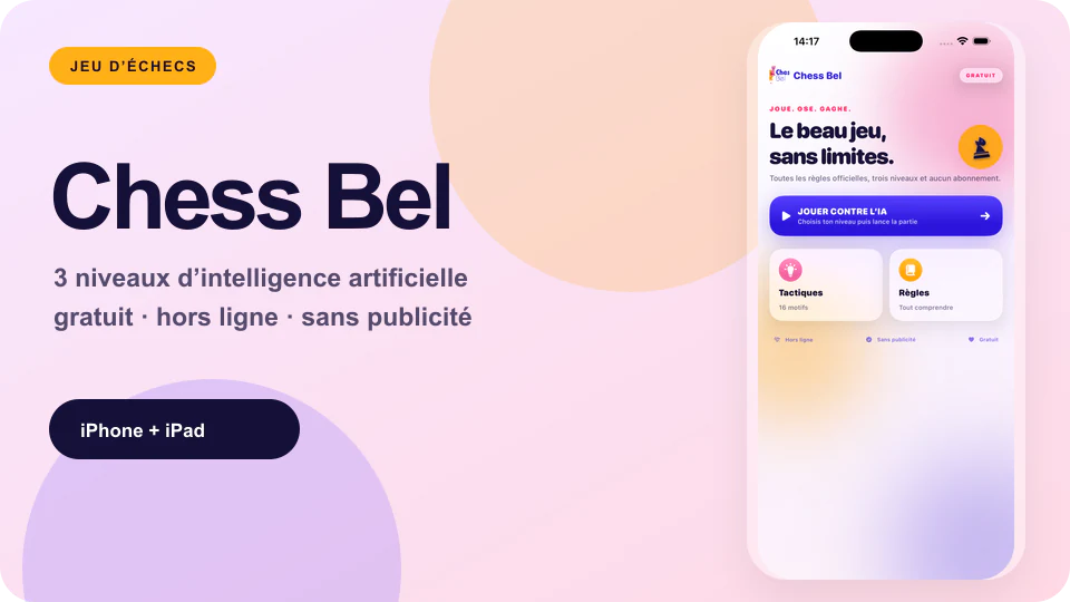 Aperçu du jeu d’échecs Chess Bel sur iPhone
